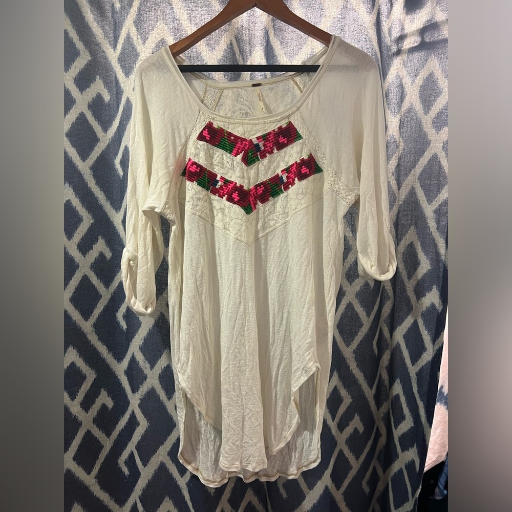 Free People Lace Tunic Off White Size S
